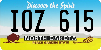 ND license plate IOZ615
