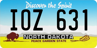 ND license plate IOZ631