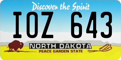 ND license plate IOZ643