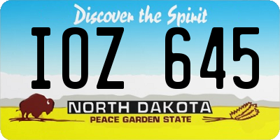 ND license plate IOZ645