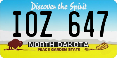 ND license plate IOZ647