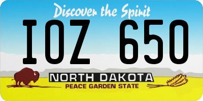ND license plate IOZ650