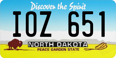 ND license plate IOZ651