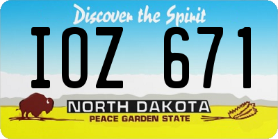 ND license plate IOZ671