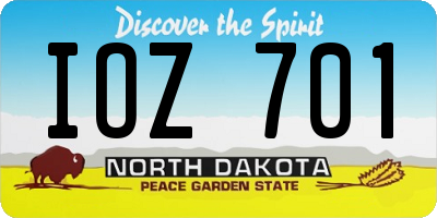 ND license plate IOZ701