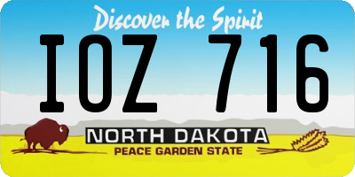 ND license plate IOZ716