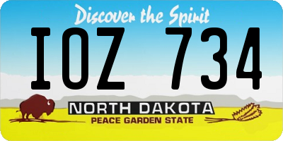 ND license plate IOZ734