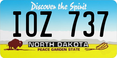 ND license plate IOZ737