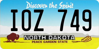 ND license plate IOZ749