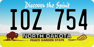 ND license plate IOZ754