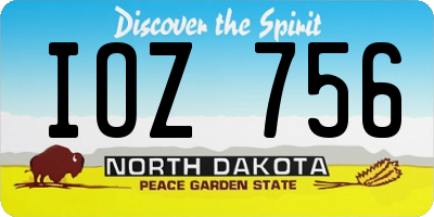 ND license plate IOZ756