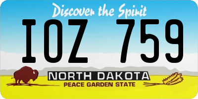 ND license plate IOZ759