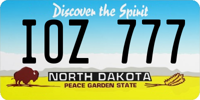 ND license plate IOZ777
