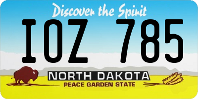 ND license plate IOZ785