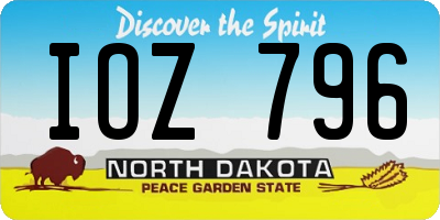 ND license plate IOZ796