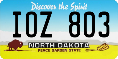 ND license plate IOZ803