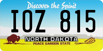 ND license plate IOZ815