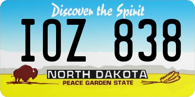 ND license plate IOZ838