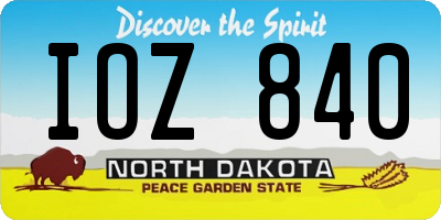 ND license plate IOZ840