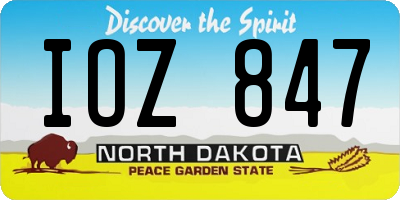 ND license plate IOZ847