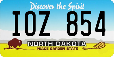 ND license plate IOZ854