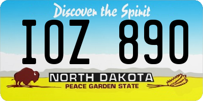 ND license plate IOZ890