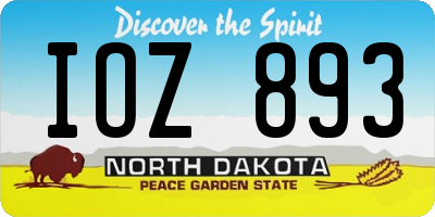 ND license plate IOZ893