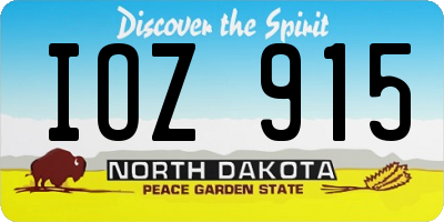 ND license plate IOZ915