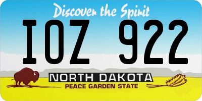 ND license plate IOZ922