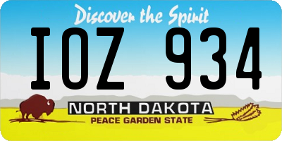 ND license plate IOZ934