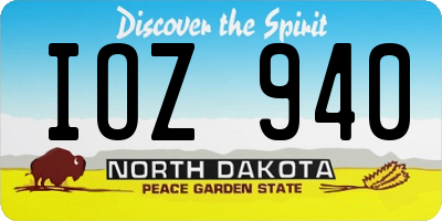 ND license plate IOZ940