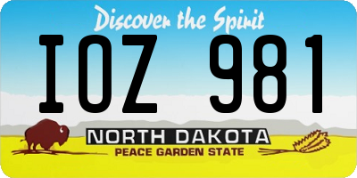 ND license plate IOZ981