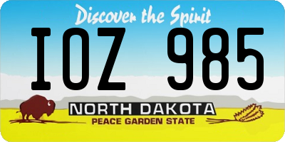 ND license plate IOZ985