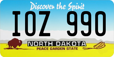 ND license plate IOZ990