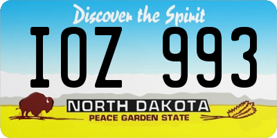 ND license plate IOZ993