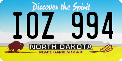 ND license plate IOZ994