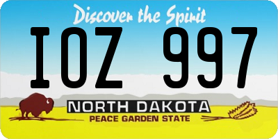 ND license plate IOZ997