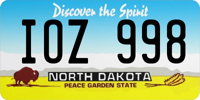 ND license plate IOZ998