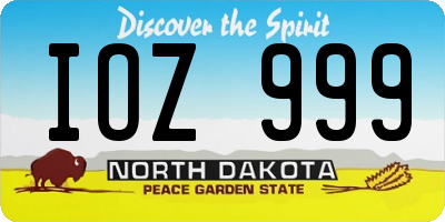 ND license plate IOZ999