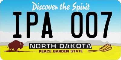 ND license plate IPA007