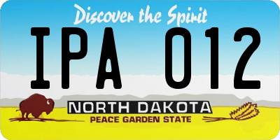 ND license plate IPA012