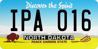 ND license plate IPA016