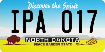 ND license plate IPA017