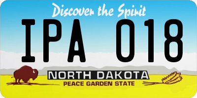 ND license plate IPA018