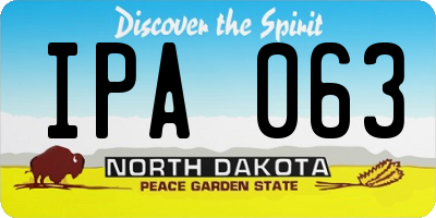 ND license plate IPA063