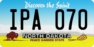 ND license plate IPA070