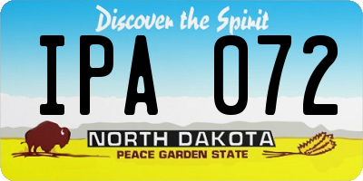 ND license plate IPA072