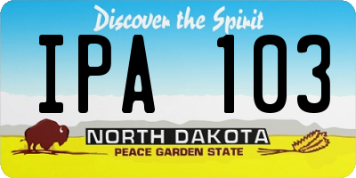 ND license plate IPA103