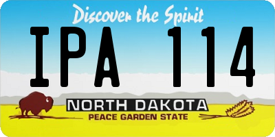 ND license plate IPA114