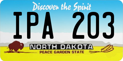 ND license plate IPA203